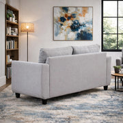 Casaliving Viskafors Upholstered 3 Seater Sofa Set for Living Room (Black Colour Fabric) Premium Fabric Sofa