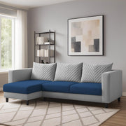 Mikasa 4 Seater LHS L Shape Sofa Set for Living Room (Blue Grey Fabric) Premium Fabric Sofa Set for Living Room