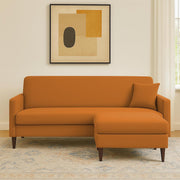 Valkyrie 4 Seater L Shape Convertible Sofa Set for Living Room, 3 Seater & Ottoman Modular Sectional Couch for Small Space (Orange Colour) Fabric