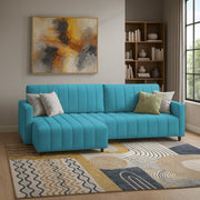 Netlie 4 Seater LHS L Shape Sofa Set for Living Room (Turquise Fabric) Premium Fabric Sofa Set for Living Room