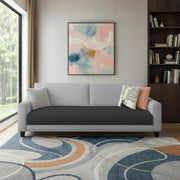 Casaliving Amara 3 Seater Sofa Set for Living Room (Black Turquise Colour Fabric) Premium Fabric Sofa