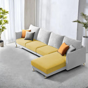 Casaliving Stanly LHS 6 Seater L Shape Sofa Set for Living Room (Black Fabric)