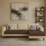 Oslo 4 Seater RHS L Shape Sofa Set for Living Room (Cream Brown Fabric) Premium Fabric Sofa Set for Living Room