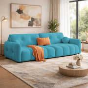 Dreamor 3 Seater Sofa Velvet Fabric (Black) with Three Cushions Perfect for |Home Living |Office Room and Guest Room Premium Sofa