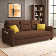 Evona 3 Seater Sofa Set for Living Room (Brown Colour Fabric) Premium Fabric Sofa