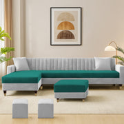 Casaliving Garcia 8 Seater RHS L Shape Sofa Set with Ottoman & 2 Puffy for Living Room (Grey Colour Fabric) Premium Fabric Sofa