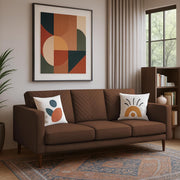 Mikasa 3 Seater Sofa Set for Living Room (Brown Colour Fabric) Premium Fabric Sofa
