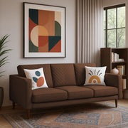 Casaliving Mikasa 3 Seater Sofa Set for Living Room (Black Colour Fabric) Premium Fabric Sofa