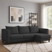 Mikasa 4 Seater RHS L Shape Sofa Set for Living Room (Black Fabric) Premium Fabric Sofa Set for Living Room