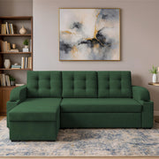 Grance LHS 4 Seater Corner Sofa Cum Bed for Living Room (Black Fabric) Premium Fabric Sofa