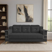 Julio 3 Seater Sofa Set for Living Room (Black Colour Fabric) Premium Fabric Sofa
