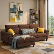 Casaliving Seams LHS 4 Seater L Shape Sofa for Living Room (Black Fabric) Premium Fabric Sofa