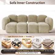 Aveline Modern Premium Boucle Fabric Sofa, Upholstered 3 Seater Sofa Set for Living Room, (Black Colour) Premium Boucle Fabric Sofa