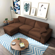 Martin 4 Seater LHS L Shape Sofa Set for Living Room (Brown Colour Fabric)
