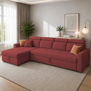 Casaliving Gagnon LHS 4 Seater L Shape Corner Sofa Cum Bed for Living Room with Storage (Black Fabric) Premium Fabric Sofa Cum Bed