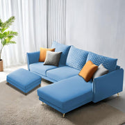Casaliving Stanly LHS 4 Seater L Shape Sofa with Center Table for Living Room (Blue Fabric)