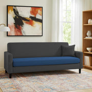 Premium Valkyrie 3 Seater Sofa Set 3 Seater Modern Sofa Set for Living Room (Blue Black Color Fabric)