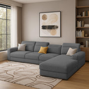 Orion RHS 6 Seater L Shape Sofa Set for Living Room (Dark Grey Colour) Premium Fabric Sofa