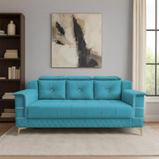 Julio 3 Seater Sofa Set for Living Room (Turquise Colour Fabric) Premium Fabric Sofa