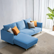 Casaliving Stanly LHS 4 Seater L Shape Sofa Set for Living Room (Blue Fabric) Premium Fabric Sofa