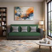 Kaven 3 Seater Sofa Set for Living Room (Yellow Grey Colour Fabric) Premium Fabric Sofa