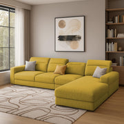 Orion RHS 6 Seater L Shape Sofa Set for Living Room (Yellow Colour) Premium Fabric Sofa