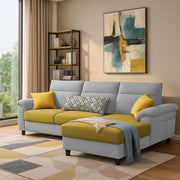 Casaliving Seams LHS 4 Seater L Shape Sofa for Living Room (Black Fabric) Premium Fabric Sofa