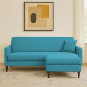 Valkyrie 4 Seater L Shape Convertible Sofa Set for Living Room, 3 Seater & Ottoman Modular Sectional Couch for Small Space (Turquise Colour) Fabric