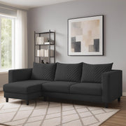 Mikasa 4 Seater LHS L Shape Sofa Set for Living Room (Black Fabric) Premium Fabric Sofa Set for Living Room