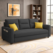 Evona 3 Seater Sofa Set for Living Room (Black Colour Fabric) Premium Fabric Sofa