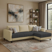 Oslo 4 Seater RHS L Shape Sofa Set for Living Room (Cream Black Fabric) Premium Fabric Sofa Set for Living Room