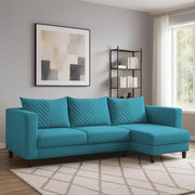 Mikasa 4 Seater RHS L Shape Sofa Set for Living Room (Turquise Fabric) Premium Fabric Sofa Set for Living Room