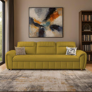 Alicia 3 Seater Sofa Cum Bed for Living Room (Yellow Fabric) Premium Fabric Sofa