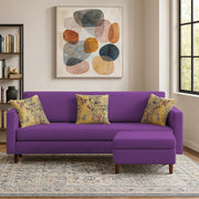 Casaliving Premium Lifestyle Fabric 4 Seater L Shape Sofa Set 3 Seater Modern Sofa Set & Ottoman for Living Room (Black Color)