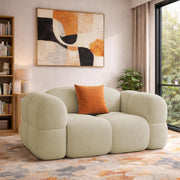 Vetras Modern Velvet Bubble Cloud Sofa, Tufted Design Upholstered 1 Seater Sofa Set for Living Room, (Black Colour) Premium Velvet Fabric Sofa