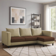 Mikasa 4 Seater RHS L Shape Sofa Set for Living Room (Cream Brown Fabric) Premium Fabric Sofa Set for Living Room