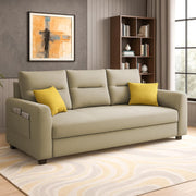 Evona 3 Seater Sofa Set for Living Room (Cream Colour Fabric) Premium Fabric Sofa