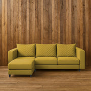 Mikasa 4 Seater LHS L Shape Sofa Set for Living Room (Yellow Fabric) Premium Fabric Sofa Set for Living Room