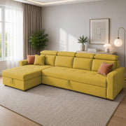 Casaliving Gagnon LHS 4 Seater L Shape Corner Sofa Cum Bed for Living Room with Storage (Black Fabric) Premium Fabric Sofa Cum Bed