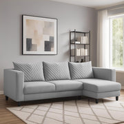 Mikasa 4 Seater RHS L Shape Sofa Set for Living Room (Grey Fabric) Premium Fabric Sofa Set for Living Room