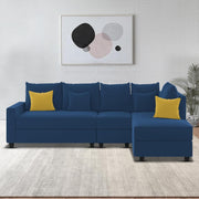 Inclair RHS 6 Seater L Shape Sofa Set for Living Room (Blue Fabric) Premium Fabric Sofa