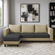 Mikasa 4 Seater LHS L Shape Sofa Set for Living Room (Cream Black Fabric) Premium Fabric Sofa Set for Living Room