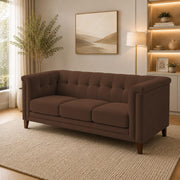 Casaliving Fento 3 Seater Sofa Set for Living Room, 3 Seater (Black) Colour Premium Velvet Fabric Sofa