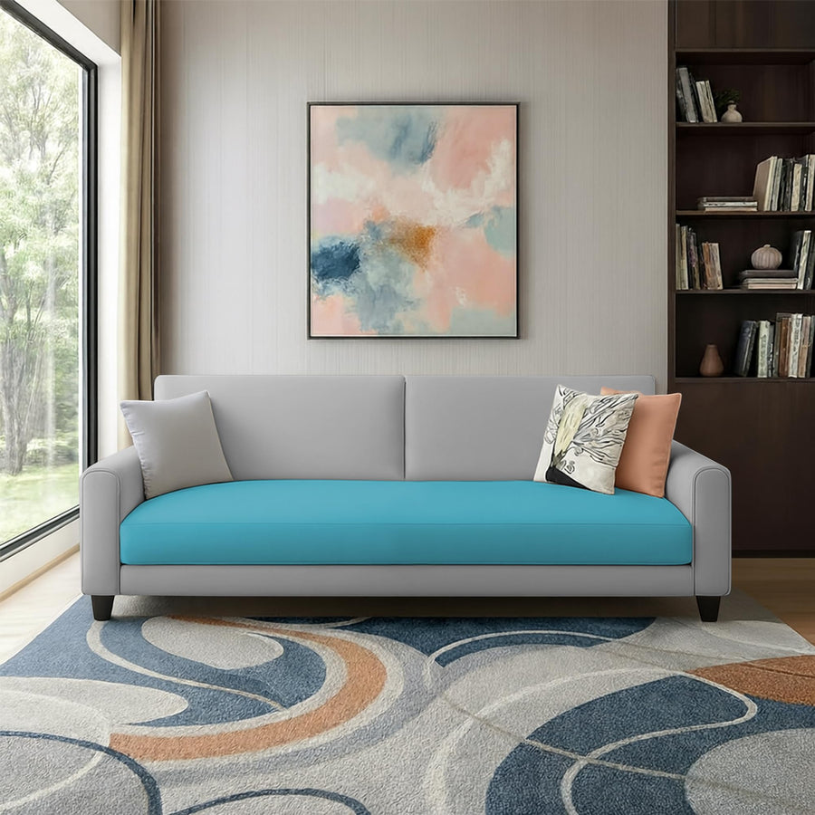 Kaven 3 Seater Sofa Set for Living Room (Yellow Grey Colour Fabric) Premium Fabric Sofa