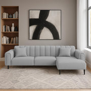 Damian RHS 4 Seater L Shape Sofa Set for Living Room (Grey Colour Fabric) Premium Fabric Sofa Set for Living Room