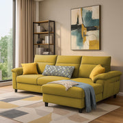 Casaliving Seams LHS 4 Seater L Shape Sofa for Living Room (Black Fabric) Premium Fabric Sofa