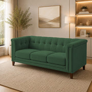 Casaliving Fento 3 Seater Sofa Set for Living Room, 3 Seater (Black) Colour Premium Velvet Fabric Sofa