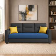 Evona 3 Seater Sofa Set for Living Room (Blue Black Colour Fabric) Premium Fabric Sofa