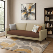 Kaven 3 Seater Sofa Set for Living Room (Cream Brown Colour Fabric) Premium Fabric Sofa