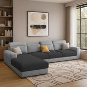 Orion LHS 6 Seater L Shape Sofa Set for Living Room (Black Grey Colour) Premium Fabric Sofa